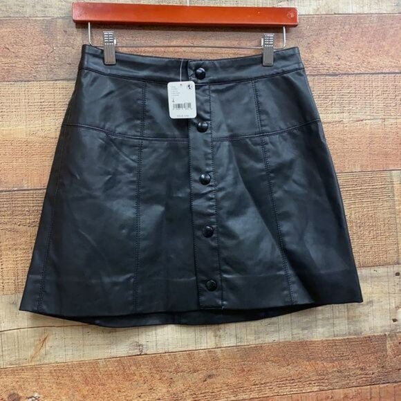 Free People Maisie Faux Leather Mini Skirt NWT size 4 - Picture 3 of 7